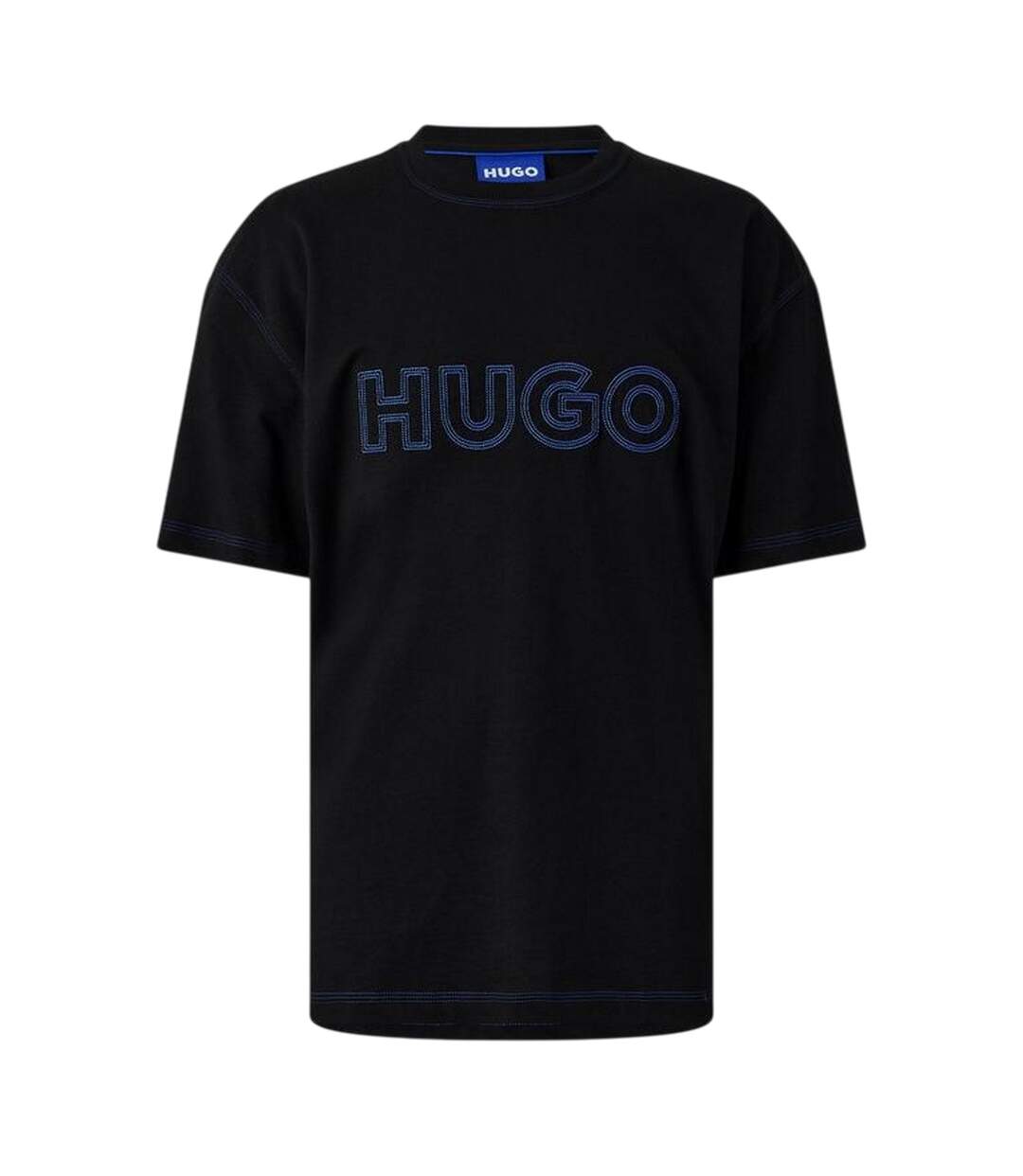 Mens Embroidered Logo Stitched T-shirt Black Hugo-2