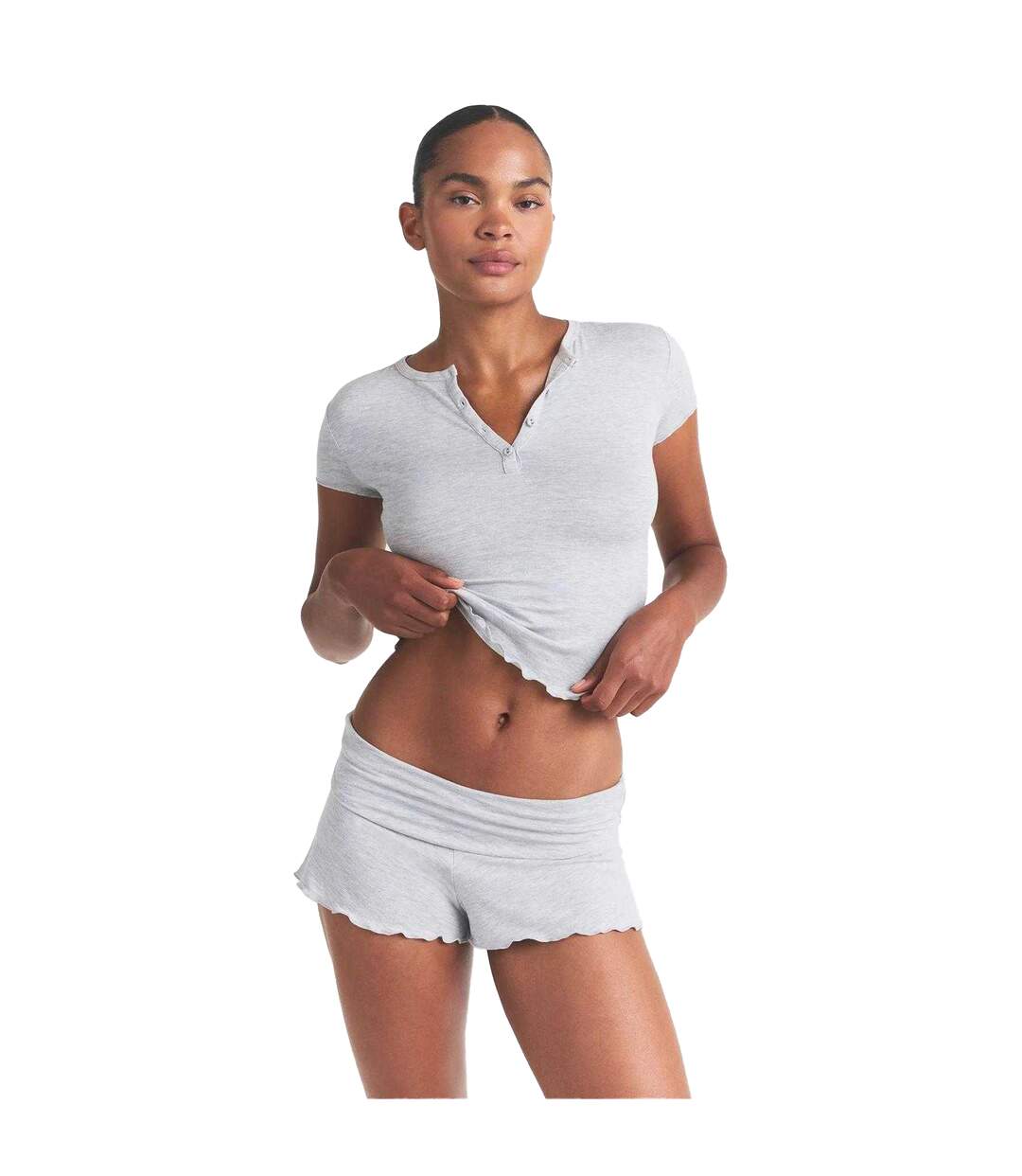 Ensemble De Pyjama Court Femme Gris Chiné Skims-2