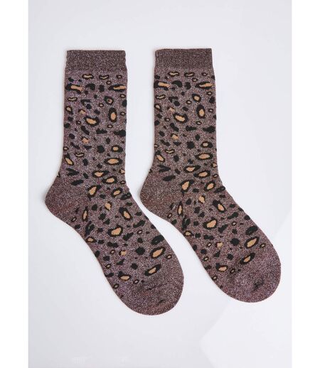 Chaussettes pailletées motif léopard