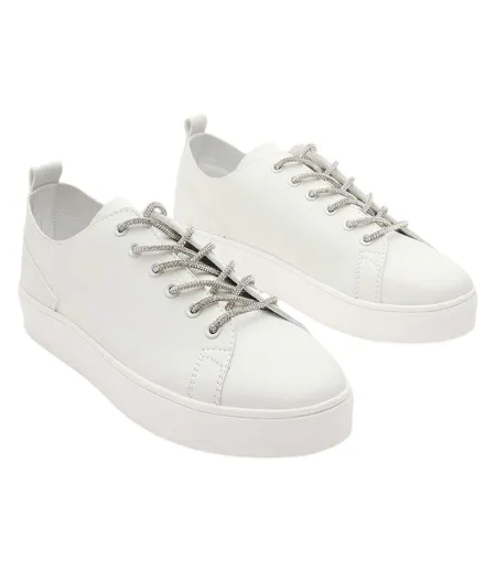 Womens/ladies Lace Detail Trainers White Where´s That From
