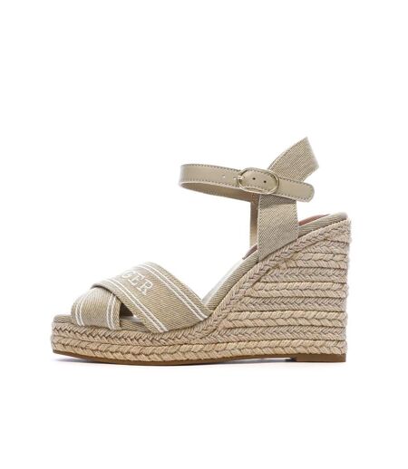 Sandales compensées beiges femme tommy hilfiger fw0fw08668