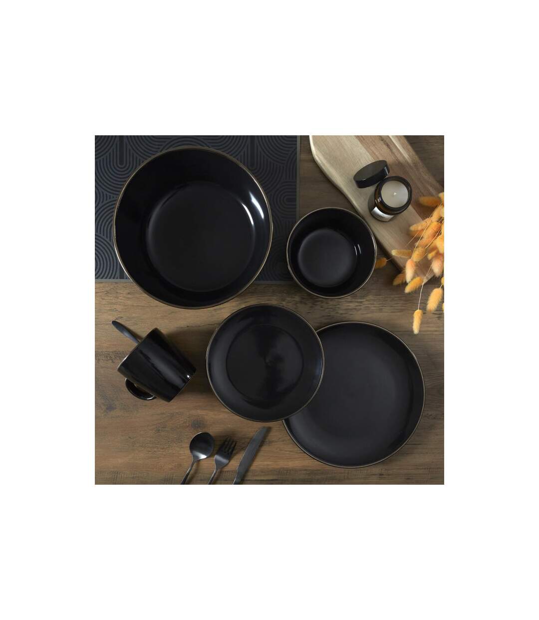 Lot de 6 Mugs en Céramique Lounge 40cl Noir-4
