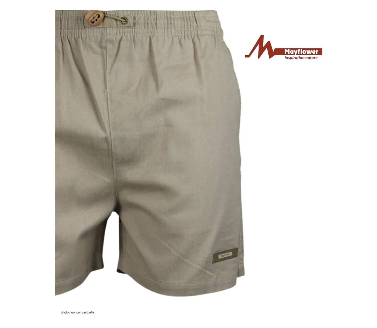 Short homme MAYFLOWER 710117U003 lierre beige : le bermuda 3 poches robuste en polycoton-4