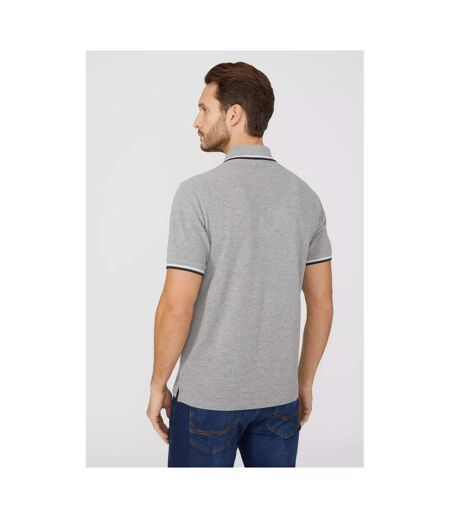 Mens Pique Tipped Polo Shirt Grey Maine