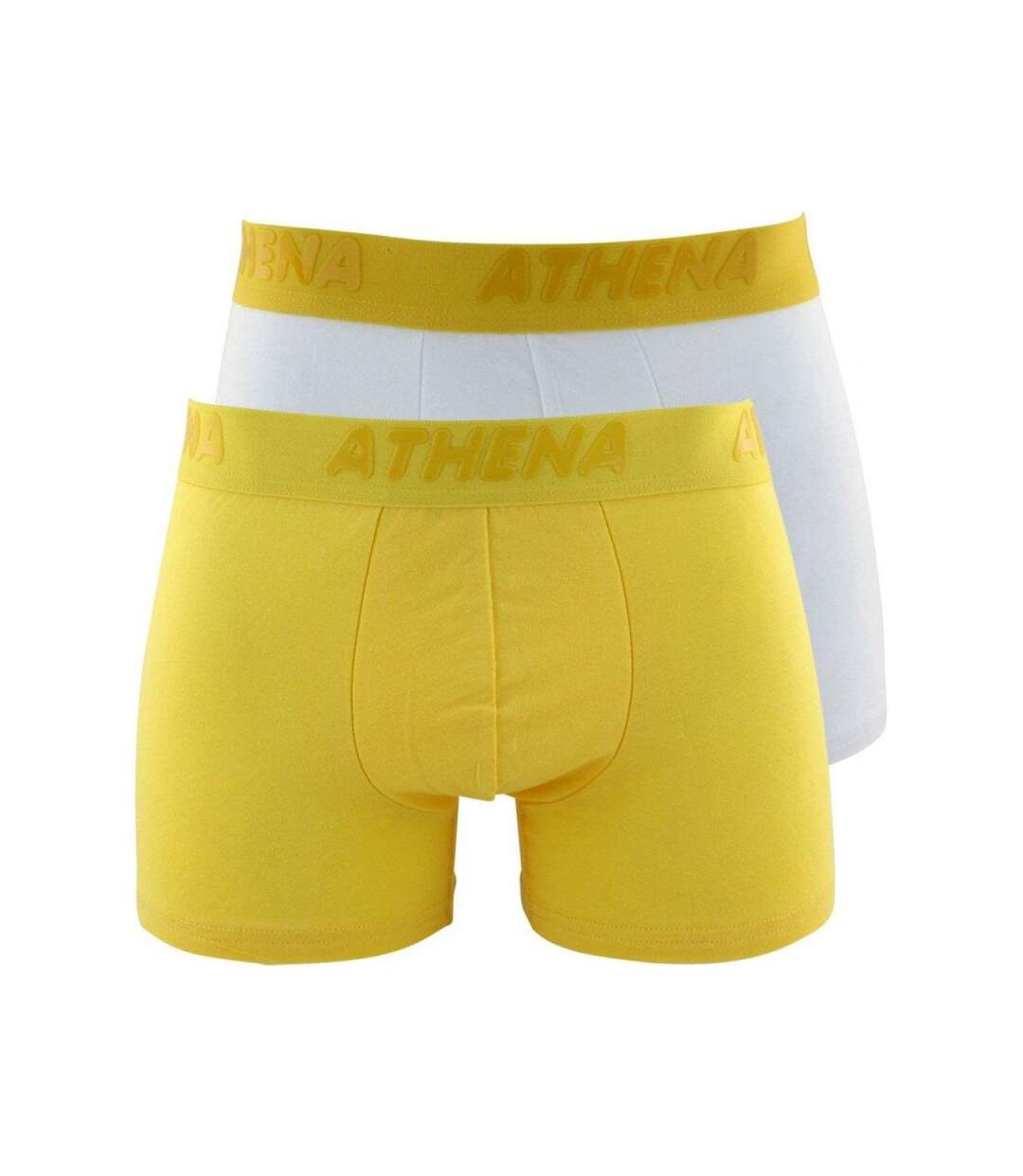 ATHENA Lot de 2 Boxers Homme Coton FLUOMIX Jaune Blanc-1