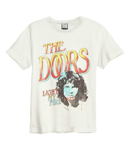 Unisex Adult Light My Fire The Doors T-shirt Vintage White Amplified