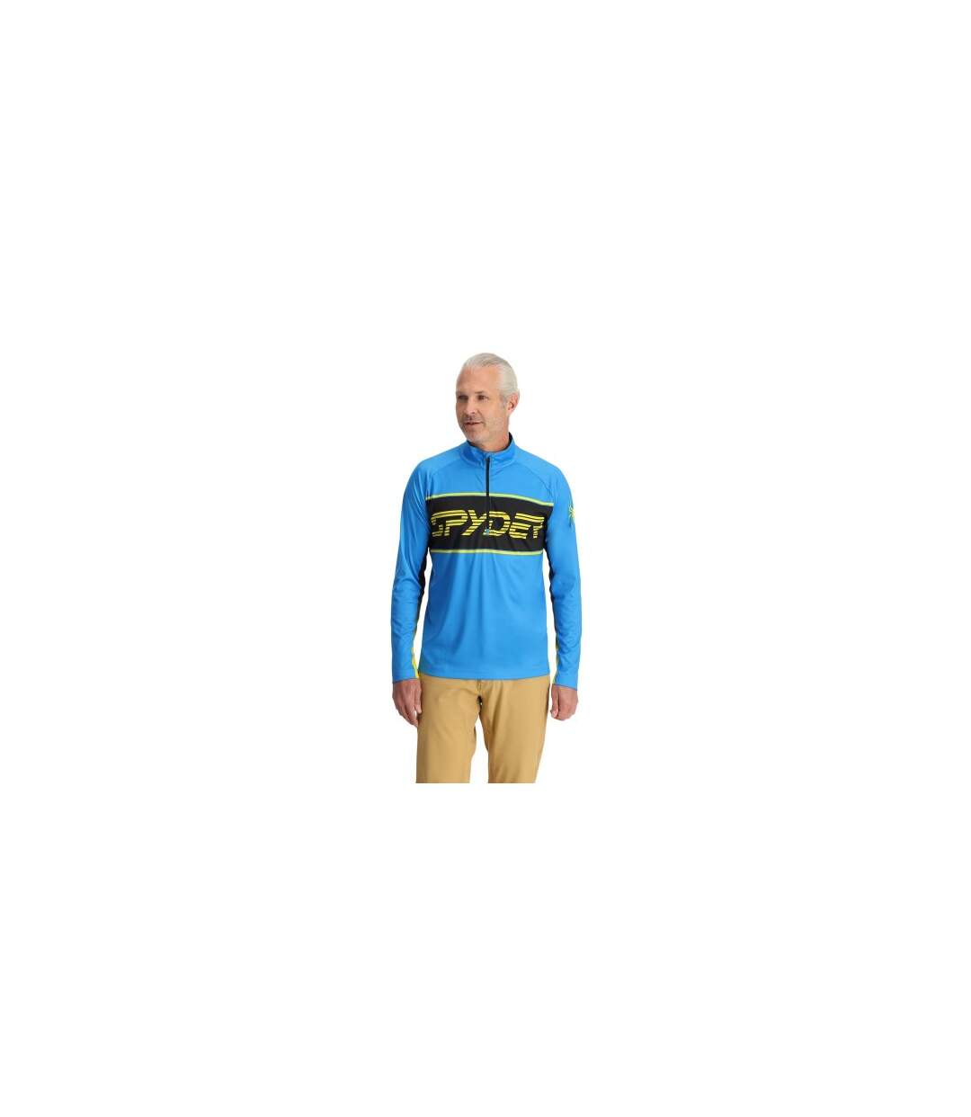 Mens Mock Neck Regular Sweatshirt Acid Yellow Spyder-1