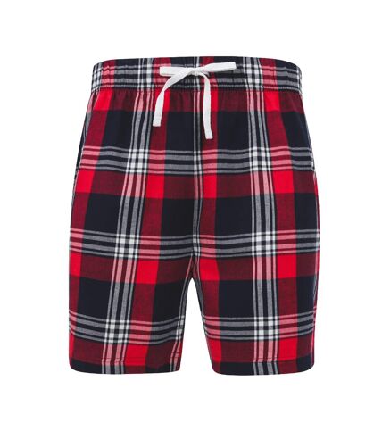 Skinni Fit Mens Tartan Lounge Shorts (Red/Navy Check) - UTRW7322