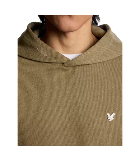 Mens Diagonal Weave Hoodie Green Lyle & Scott
