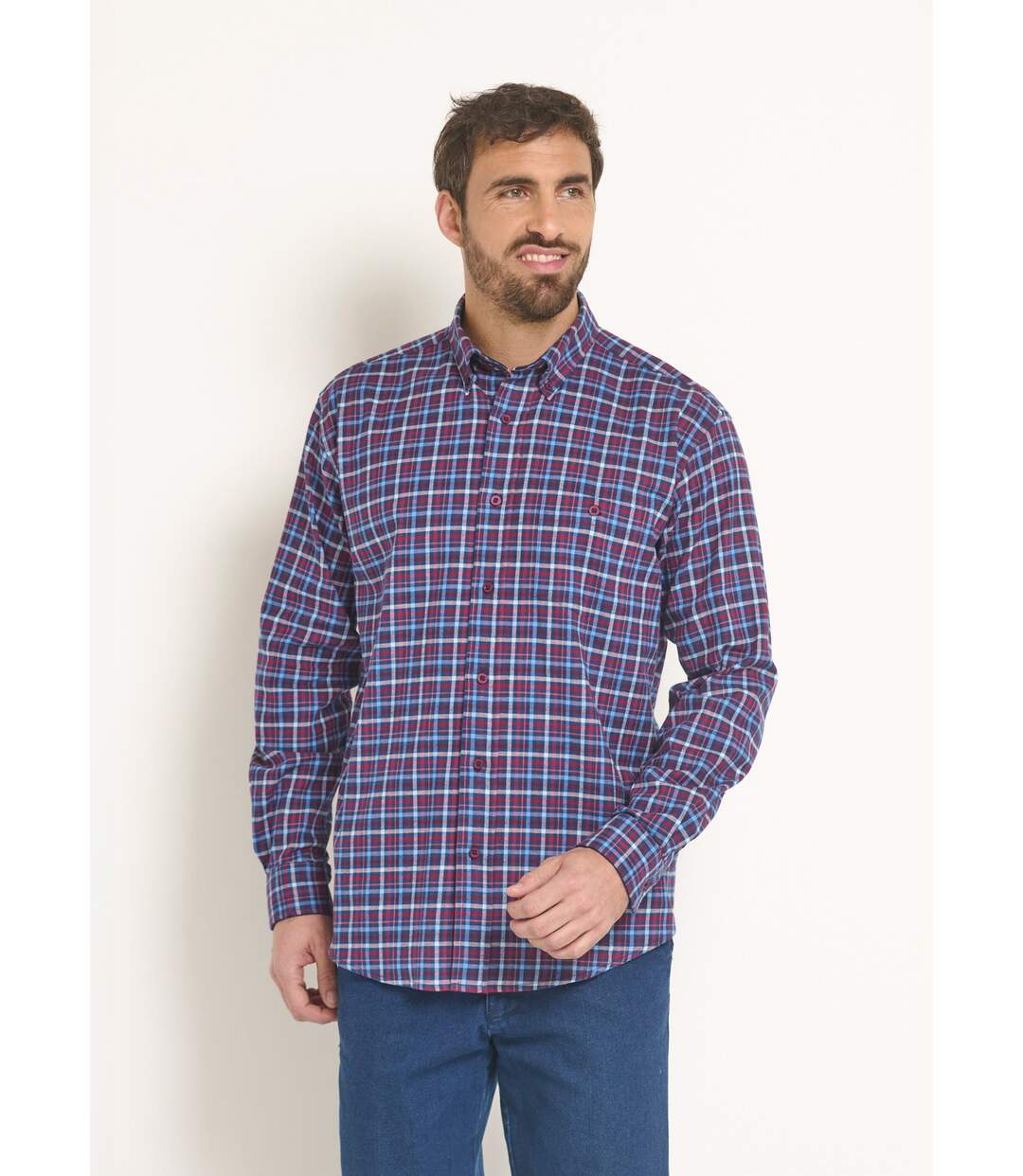 Chemise flanelle extensible à carreaux-1