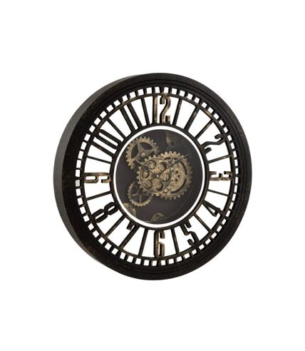 Paris Prix - Horloge Murale mécanisme Miroir 60cm Noir & Or