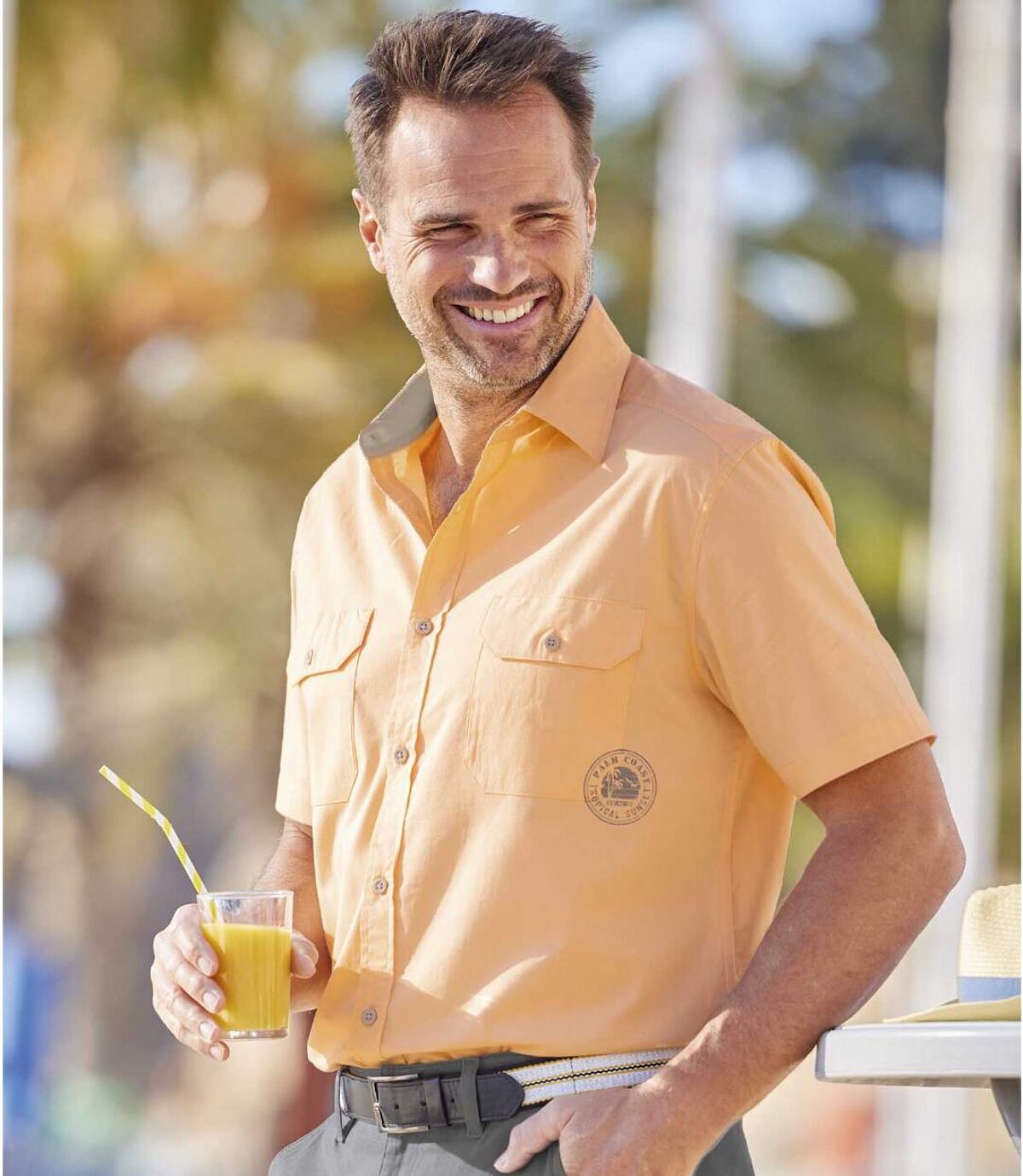 Men's Casual Poplin Shirt - Apricot Atlas For Men