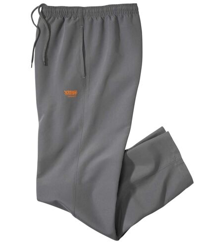 Men's Grey Microfibre Trousers - Elasticated Waist
