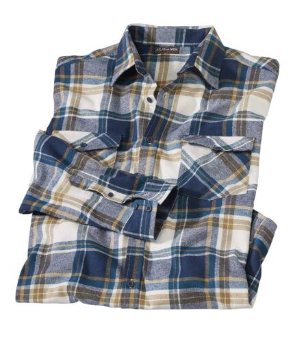 Men's Countryside Checked Flannel Shirt - Navy Ochre