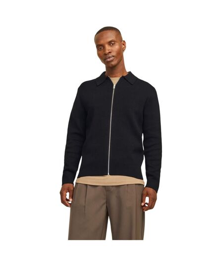 Mens Knitted Collared Long-sleeved Jacket Black Jack And Jones