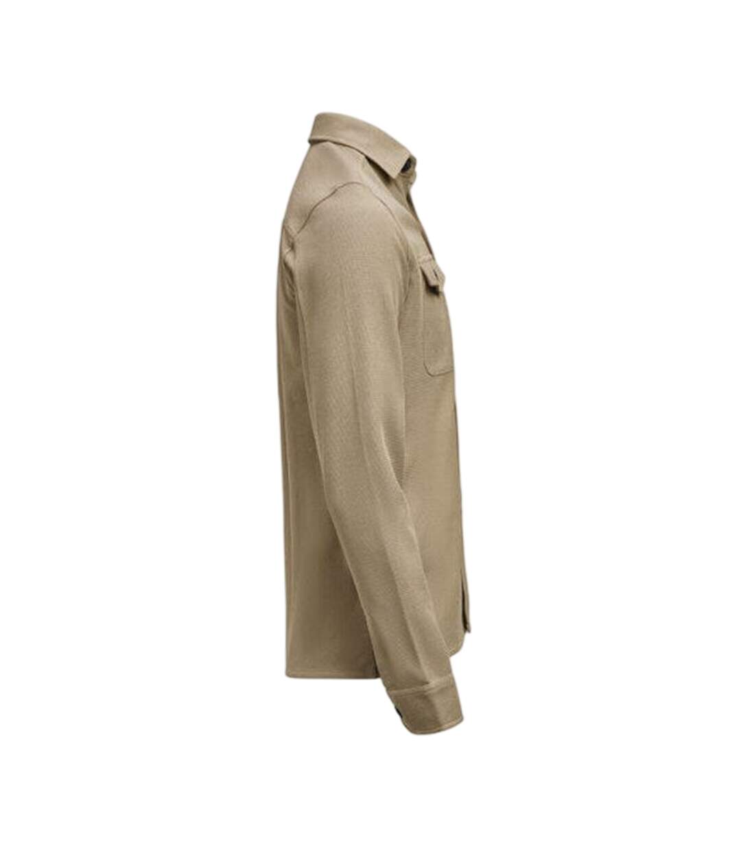 Mens Hicksville Long-sleeved Overshirt Khaki Brown James Harvest-4
