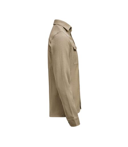 Mens Hicksville Long-sleeved Overshirt Khaki Brown James Harvest