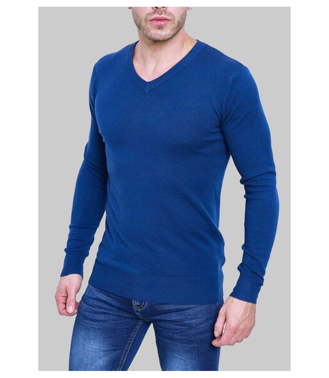 Pull manches longues col V-1