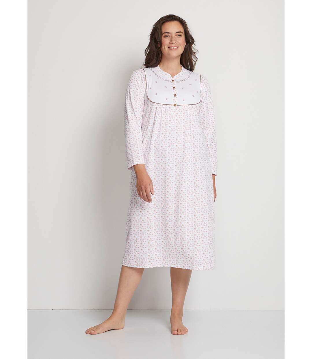 Chemise de nuit interlock boutonnée-1