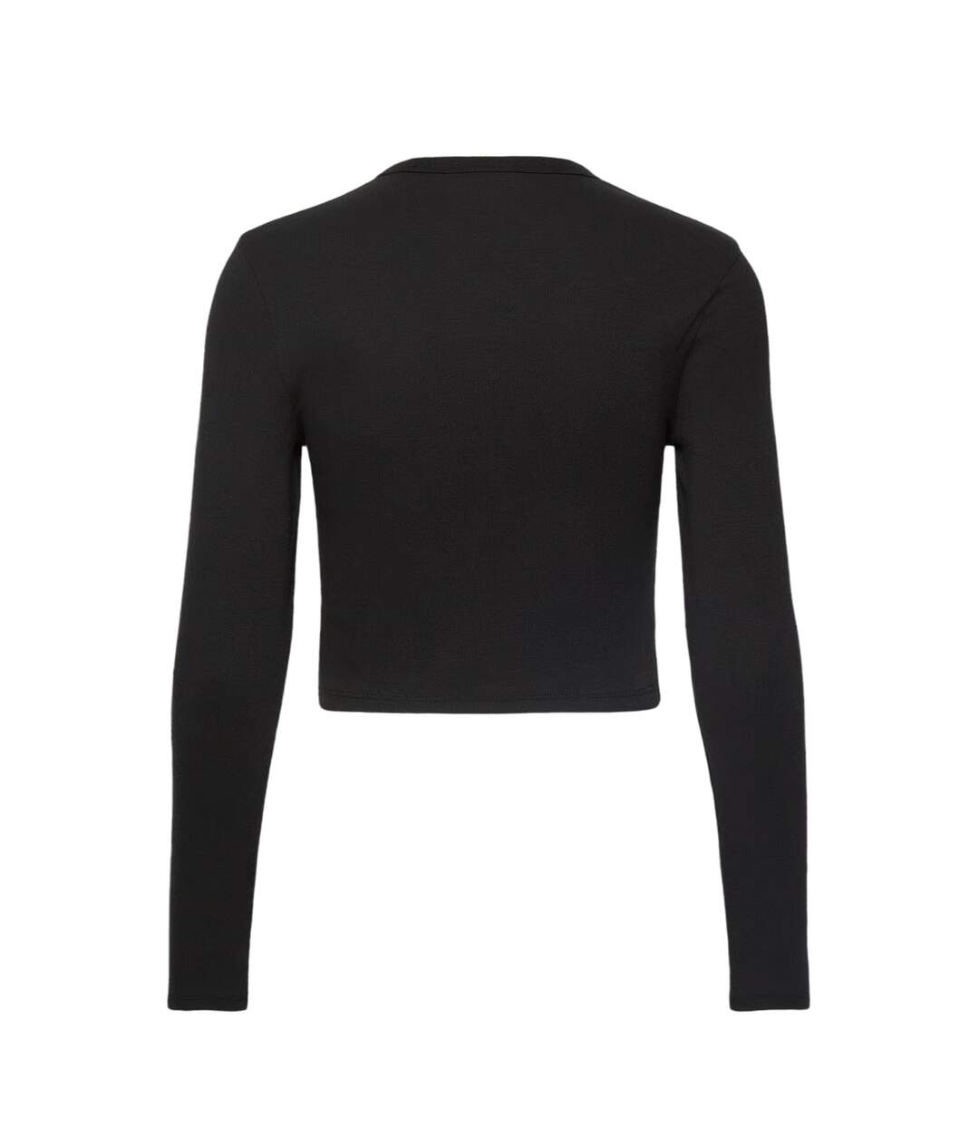 Womens/ladies Stacked Logo Slim Long-sleeved Crop Top Black Hugo-3