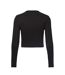 Womens/ladies Stacked Logo Slim Long-sleeved Crop Top Black Hugo-3