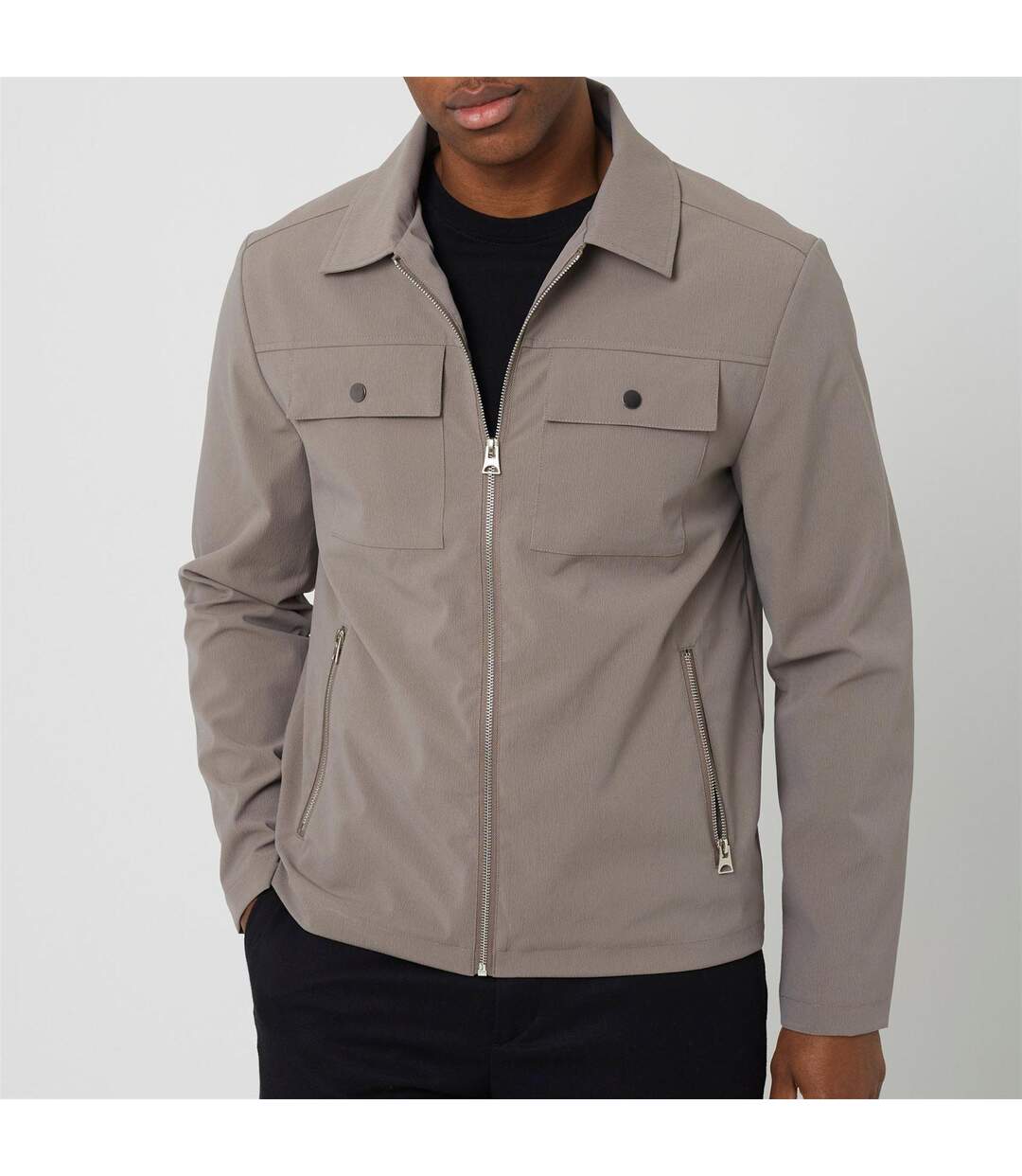 Mens Overshirt Taupe Brave Soul-1