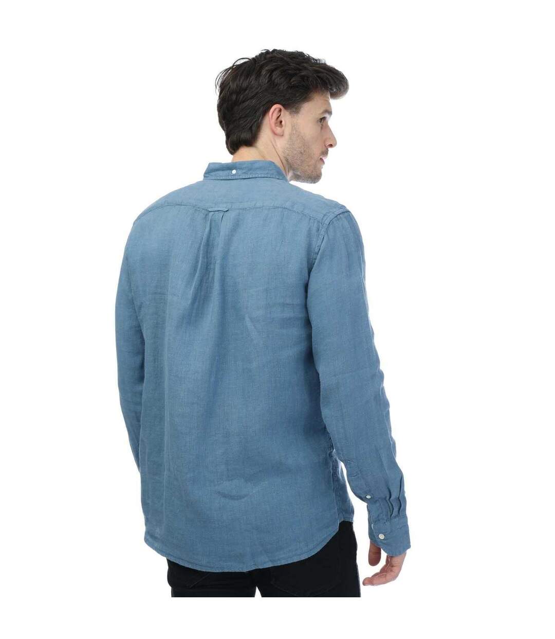 Mens Linen Regular Shirt Blue Gant-2