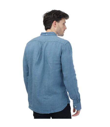 Mens Linen Regular Shirt Blue Gant
