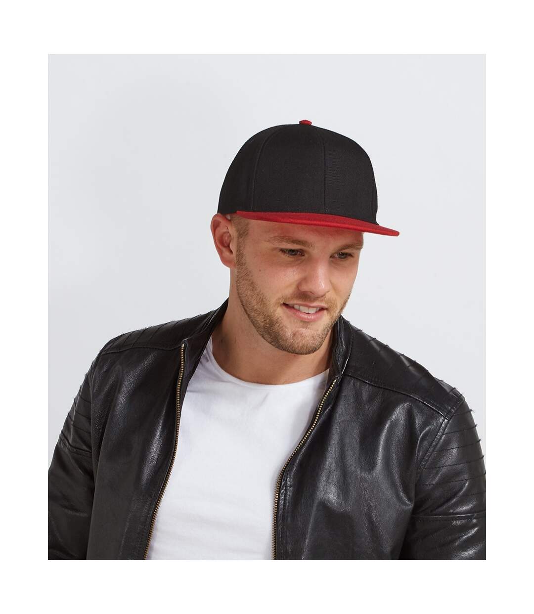 6 panel snapback cap black/red Beechfield-3