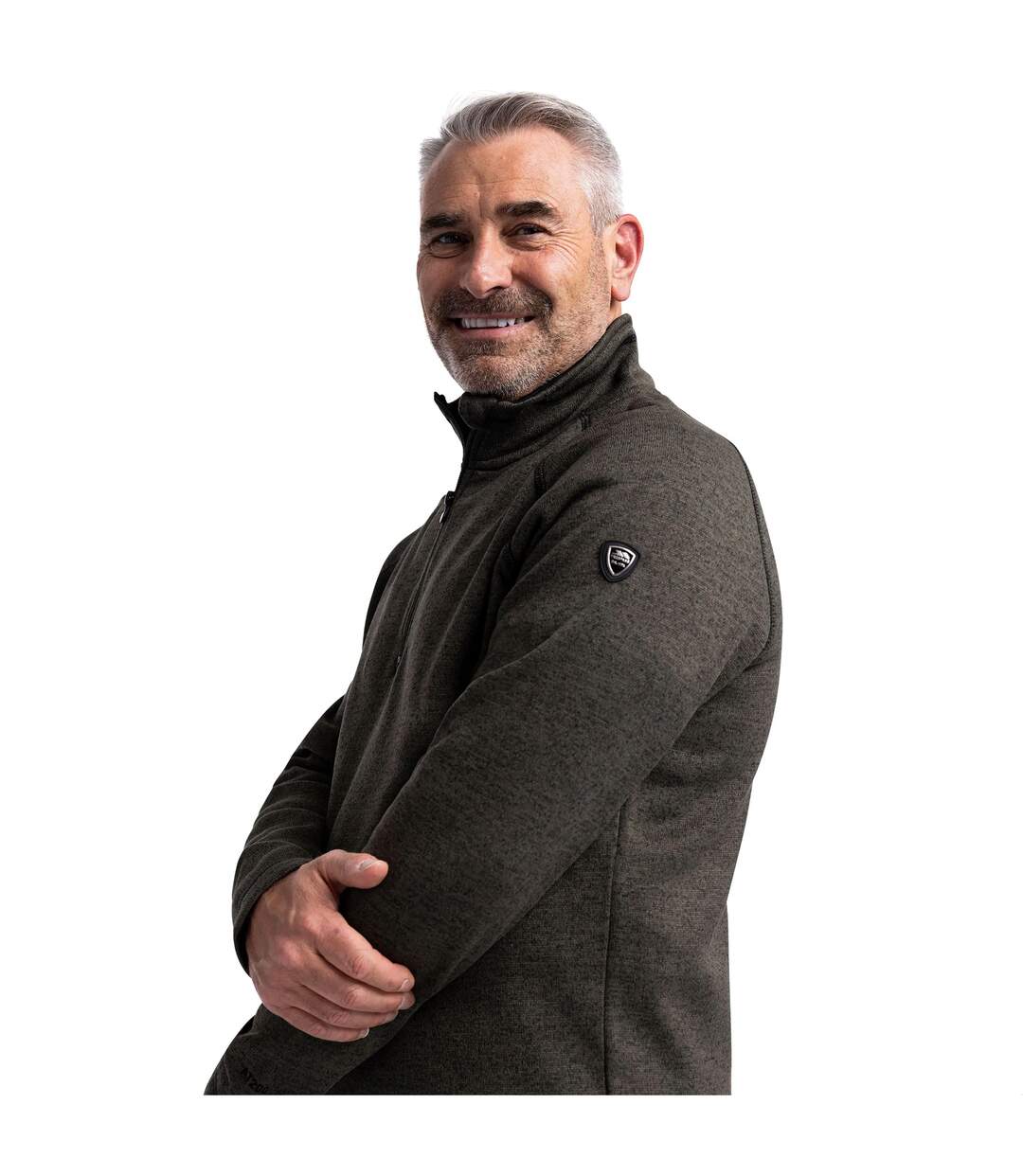 Mens Corsham Marl Half Zip Fleece Top Dark Vine Trespass-3