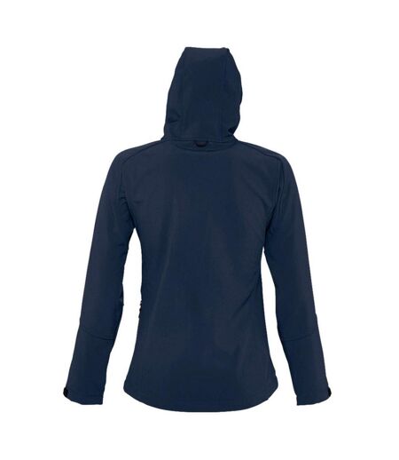 SOLS Womens/Ladies Replay Hooded Soft Shell Jacket (Breathable, Windproof And Water Resistant) (French Navy) - UTPC411