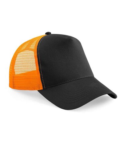 Beechfield Mens Half Mesh Trucker Cap / Headwear (Black/Orange) - UTRW260