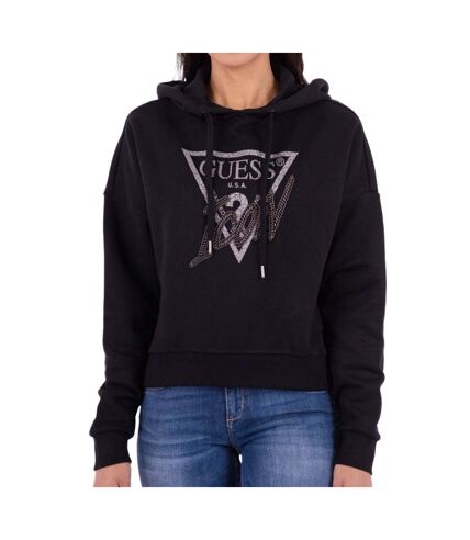 Sweat Noir Femme Guess Iconic Hood - L