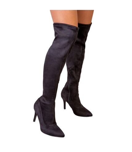 Womens/ladies lexi suede stiletto heel knee-high boots black Where´s That From