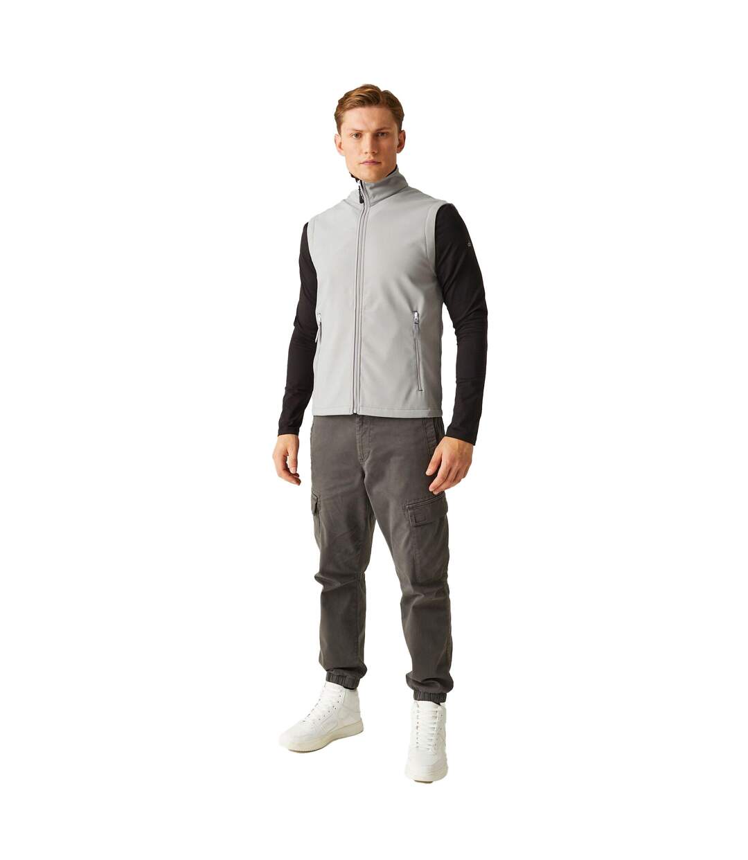 Mens Ascender Softshell 2 Layer Body Warmer Mineral Grey Black Regatta-1