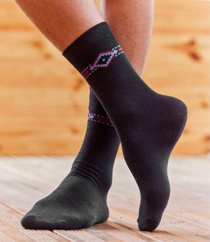 Pack of 5 Men's Pairs of Classic Socks - Black Blue Grey 