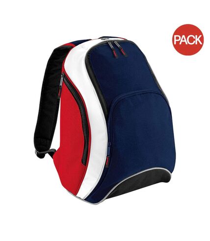 Lot de 2  Sac à dos 21 litres taille unique bleu marine/rouge/blanc Bagbase