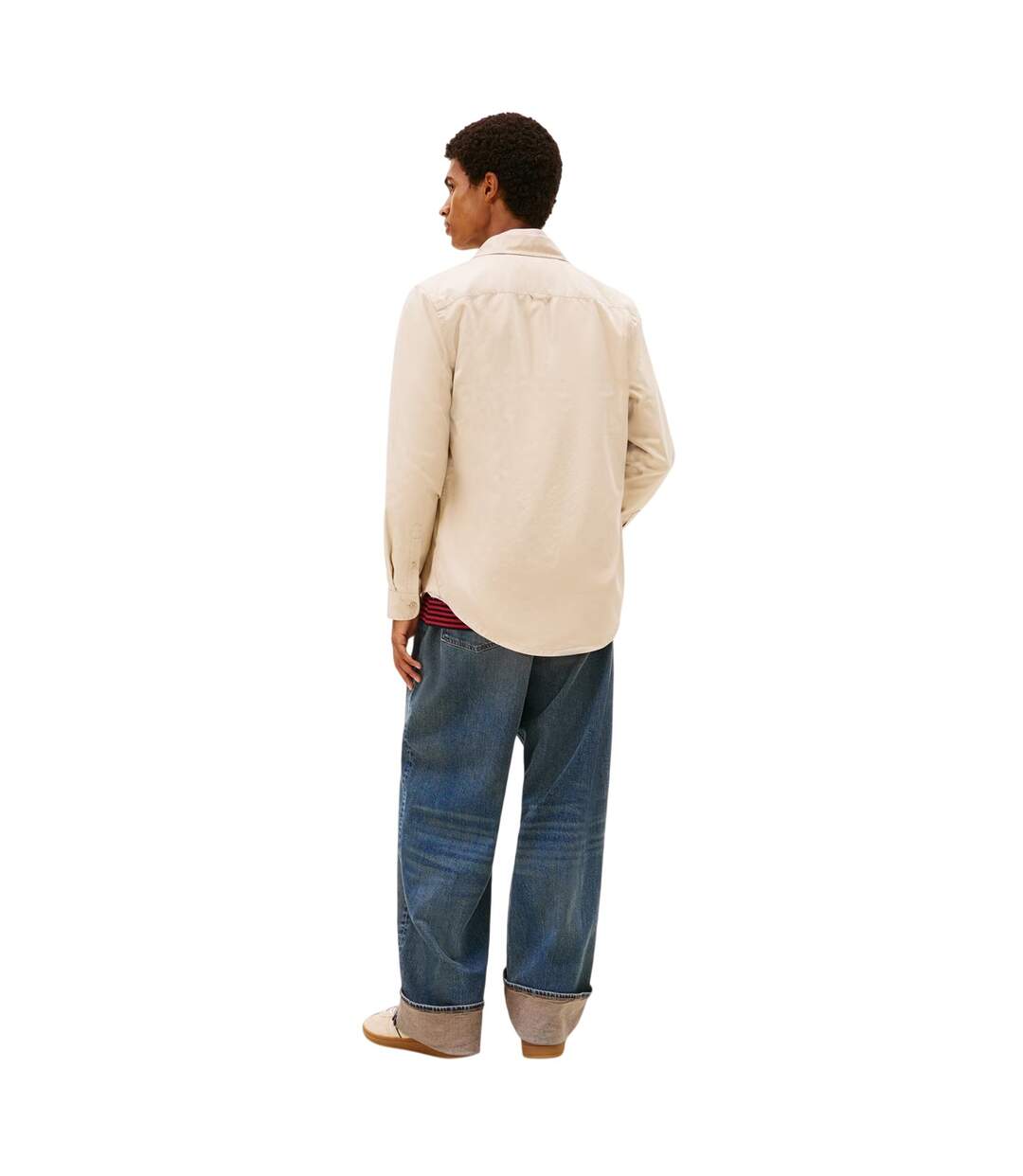 Mens Washed Twill Long-sleeved Shirt Jacket Sand Tommy Jeans-3