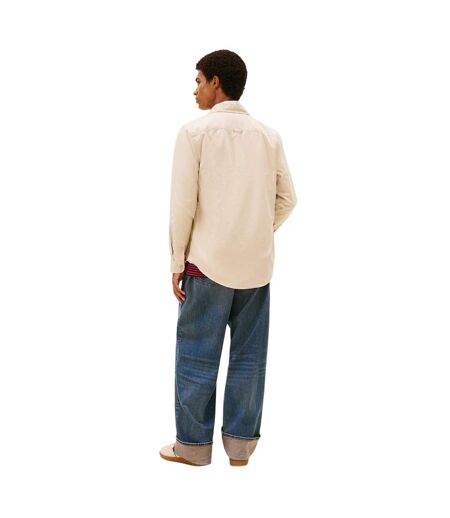 Mens Washed Twill Long-sleeved Shirt Jacket Sand Tommy Jeans
