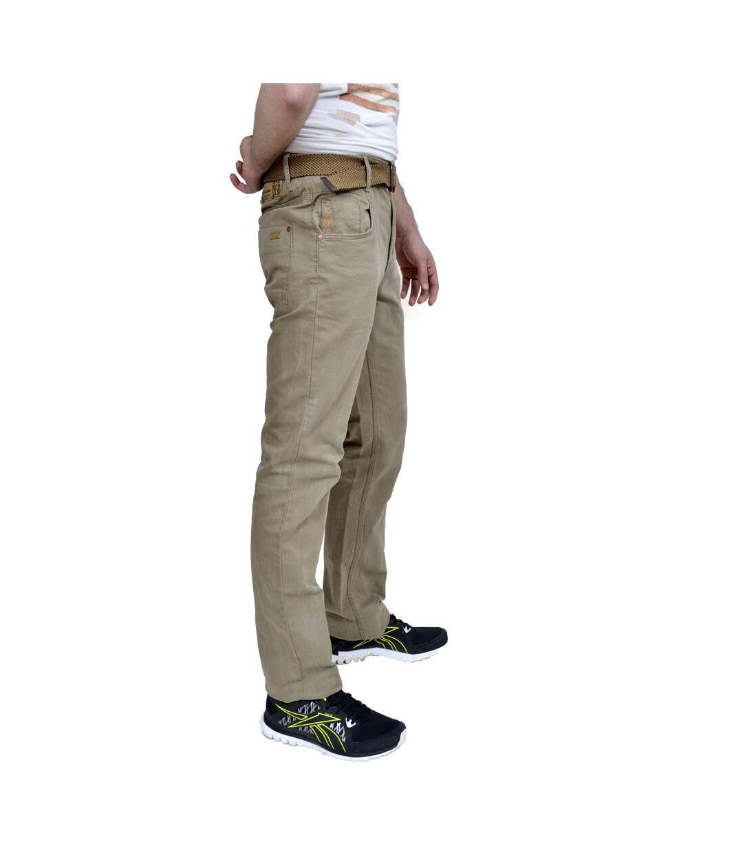 Pantalon homme chino coupe  straight fit  de couleur vert-3