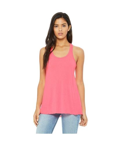 Womens/ladies racerback flowy tank top neon pink Bella + Canvas