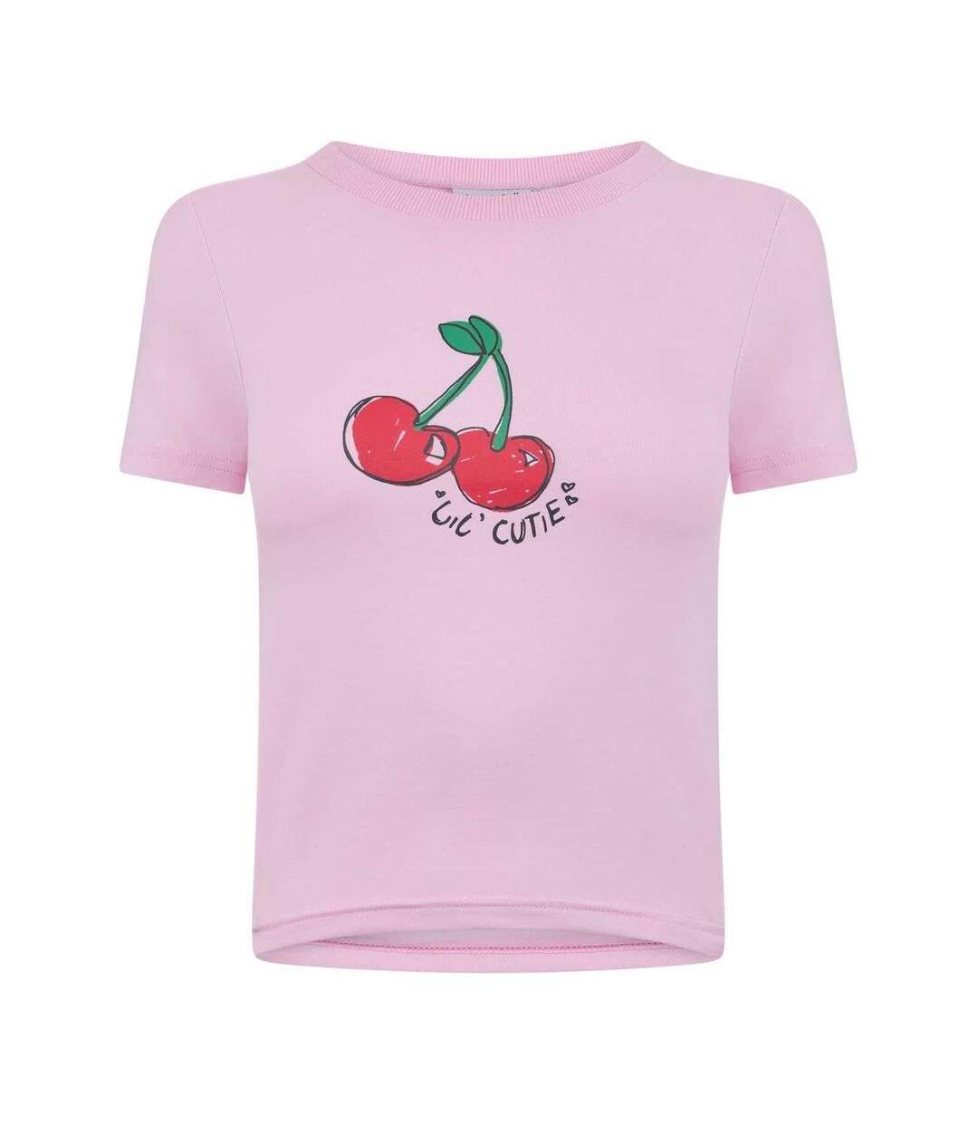 Womens/ladies Cherry Crop T-shirt Pink Daisy Street-1