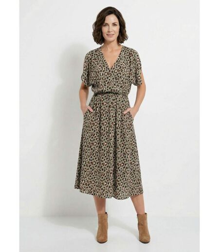 Robe longue cache-coeur motif léopard