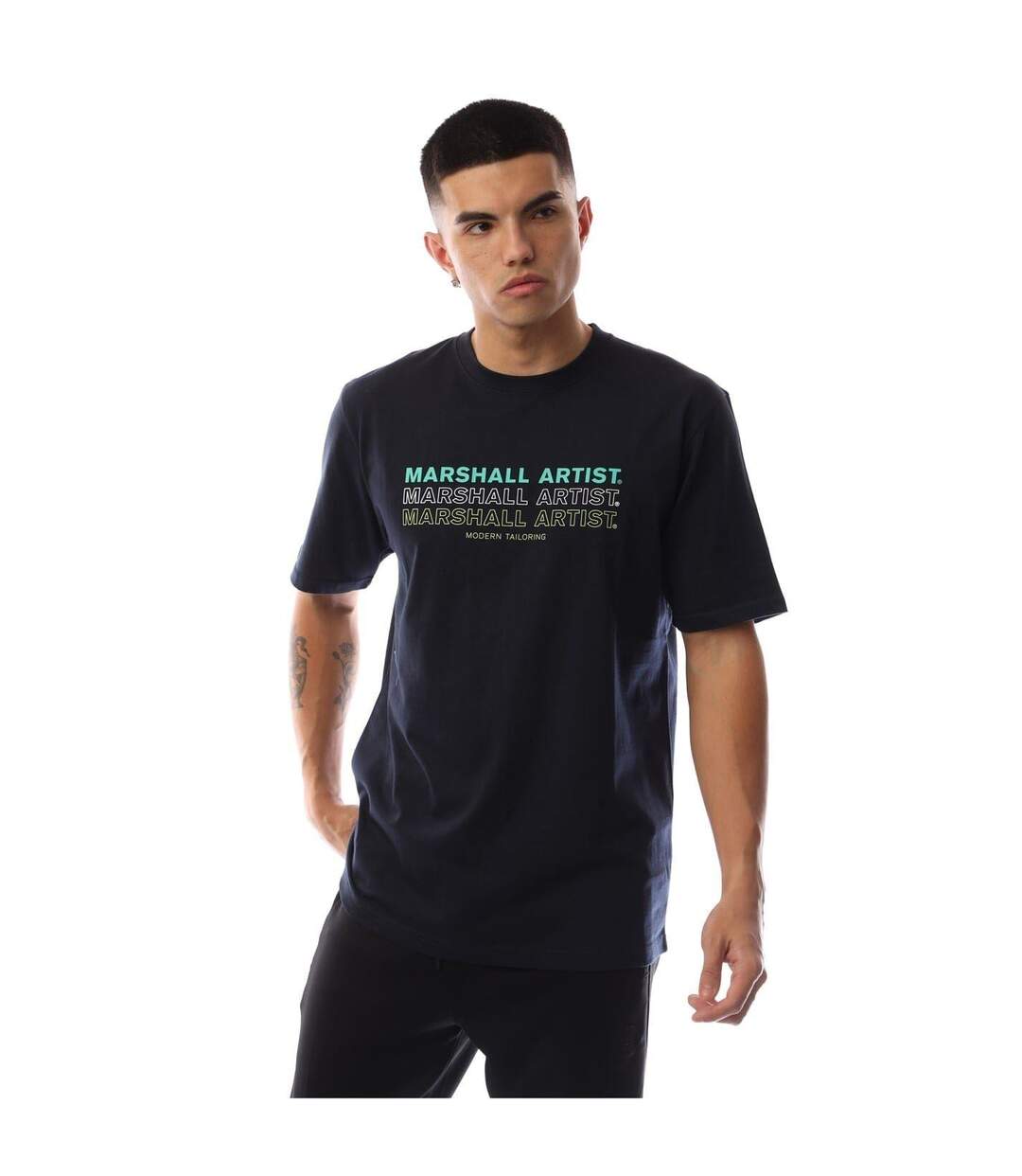 T-shirt Motif/style Logo Répété Homme Bleu Marine Marshall Artist-2