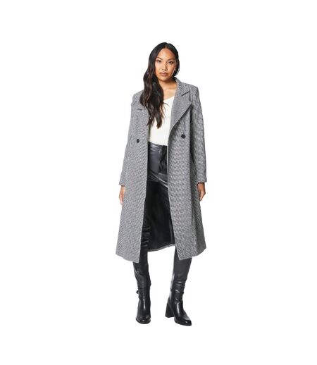 Womens/ladies Checked Wrap Belted Coat Neutral Principles