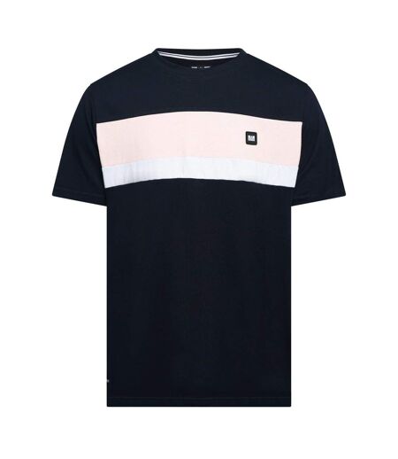 Mens Crossword Chest Stripe Regular T-shirt Navy Pale Blush White Weekend Offender