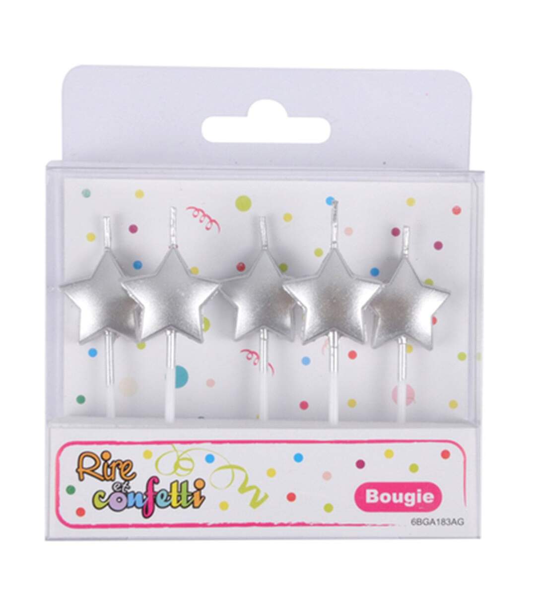 Lot de 5 Bougies 3D Étoile 7cm Argent-2