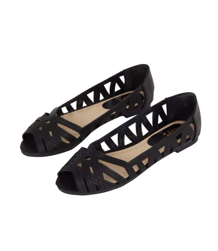Womens/ladies Prim Peep Toe Wide Pumps Black Dorothy Perkins