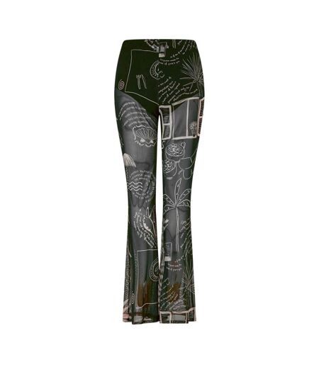 Pantalon Motif/style Palmier Femme Noir Blanc Never Fully Dressed