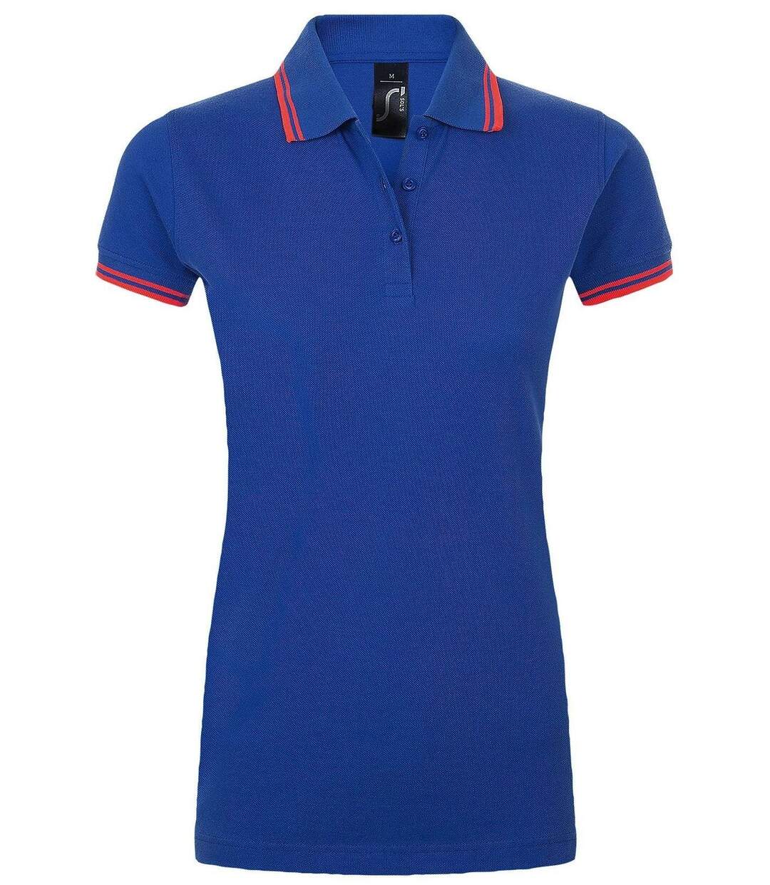 Polo femme - 00578 - bleu roi et corail